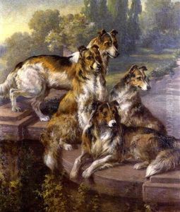 Collies In A Formal Garden by Edmund Henry Osthaus