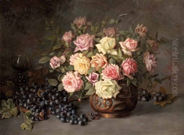 Stillleben Mit Rosen Und Weintrauben - view 1