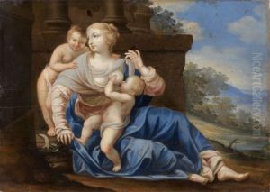 La Vierge A L'enfant Avec Saint Jean-baptiste by Jacques Blanchard