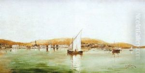 Paisaje Costero Con Barcos De Vela by Agustin Otermin y Garcia Bustamante
