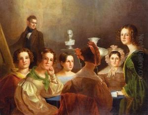 Self-portrait Of The Artist And His Family by Bass Otis