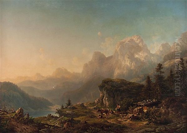 Panoramablick Von Einem Hochplateau Auf Den Hintersee In Der Bayerischen Ramsau - view 1