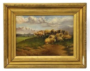 Untitled (grazing Sheep In The Field) by Johann Nepomuk Ott