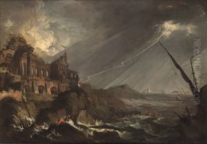 Veduta Costiera Con Tempesta Di Mare by Gaetano Ottani