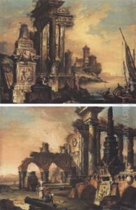 Marina Con Rovine Architettoniche, Barche E Figure