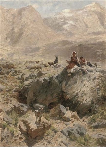 Shepherds In The Alps - view 1