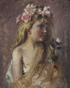 Madchen Mit Blumenkranz Auf Dem Kopf Und Einer Rose Madchen Mit Blumenkranz Auf Dem Kopf Und Einer Rose
