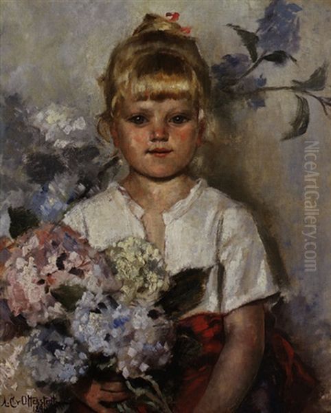Blondes Madchen Mit Blumenstrauss - view 1