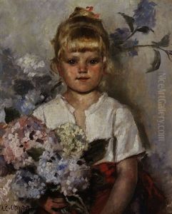 Blondes Madchen Mit Blumenstrauss