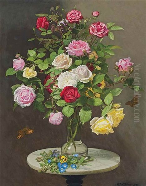 Roses In A Vase On A Marble Table - view 1