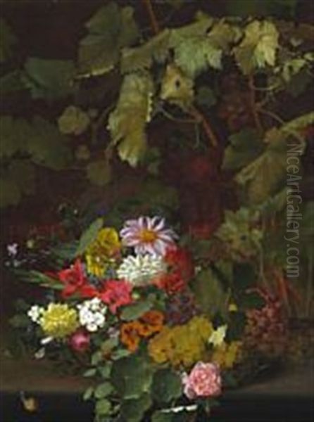Still Life With Flowers And Vine Leaves - view 1