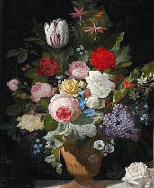 Still Life With Colourful Flowers In A Vase - view 1