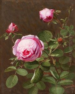 Stilleben Med Rosa Rosor by Otto Didrik Ottesen