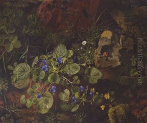 Fritvoksende Violplante Omgiven Af Vilde Vaekster