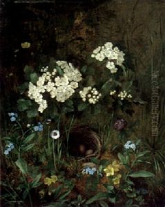 Birdsnest In A Bed Of Wildflowers by Otto Didrik Ottesen