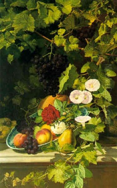 Still Life With Fruit And Flowers Under A Grape Vine - view 1