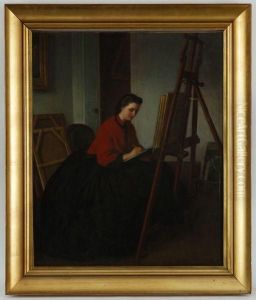 Femme Artiste Dessinant Devant Son Chevalet by Melchior Blanchard