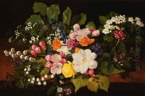 A Bouquet Of Spring Flowers Ona Ledge