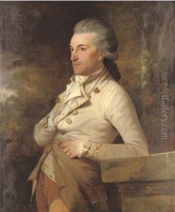 Portrait Of A Gentleman In A Cream Coat And Waistcoat With Gold Buttons And Trim