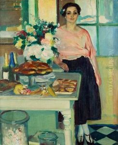 Portrait Presume De Madame Senequier Dans Sa Patisserie A Saint-tropez by Henri Ottmann