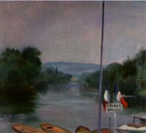 Bord De Seine,  Embarcadere Sur La Seine by Henri Ottmann