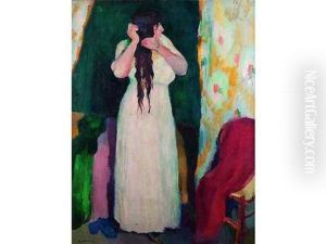 Jeune Femme A Sa Toilette (dbl-sided) by Henri Ottmann