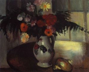 Nature Morte Aux Fleurs Et Coquillage by Henri Ottmann