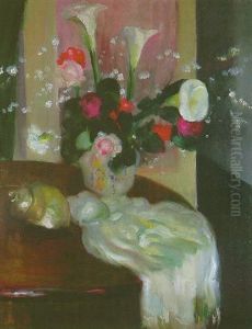 Interieur Au Vase De Fleurs Et Au Nautile by Henri Ottmann