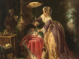 Family Scene In Landscape by Carl Otto