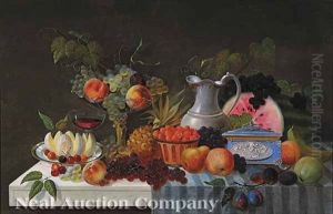 Still Life With Peaches, Watermelon And Grapes