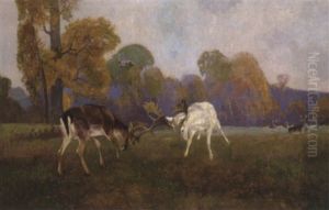 Kampfende Damhirsche by Ernst Otto