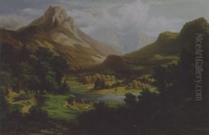 Landschaft Mit Wanderern by Heinrich Otto