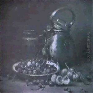 Stilleben Mit Kirschen, Pflaumen Und Kupferkessel by Karl Otto