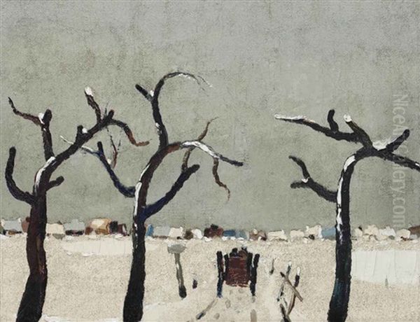 A Horse-drawn Cart In A Winter Landscape - view 1