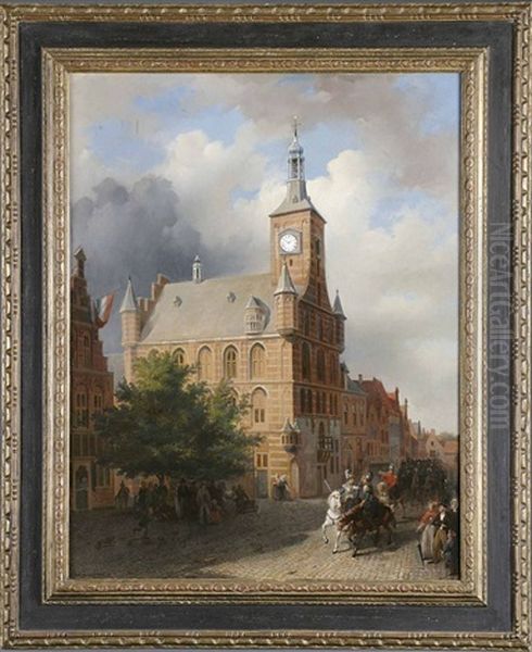 Einzug Der Kavallerie In Die Stadt Mit Zuschauern Am Strasenrand - view 1