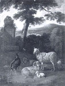 Goats And Sheep In A Classical Landscape