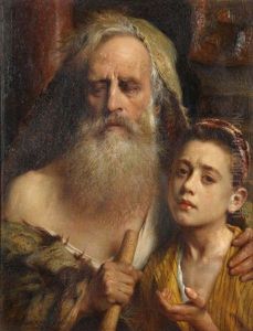 Vieillard Aveugle Et Jeune Mendiant by Pierre Jan van der Ouderaa
