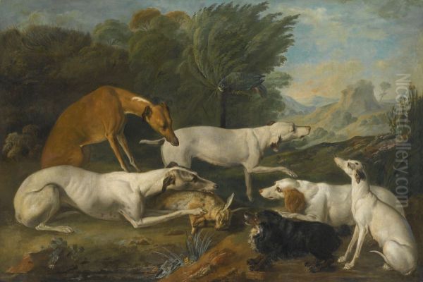 Dogs In A Landscape With Their Catch - view 1