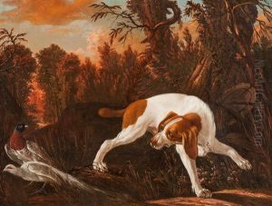 Jagdhund Mit Fasanen by Jacques Charles Oudry