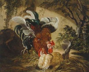 A Cockerel And A Hen by Jacques Charles Oudry