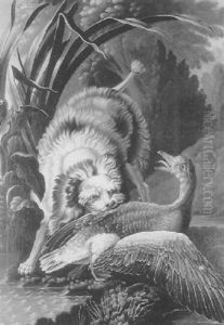Canard Et Chien Barbet by Jacques Charles Oudry
