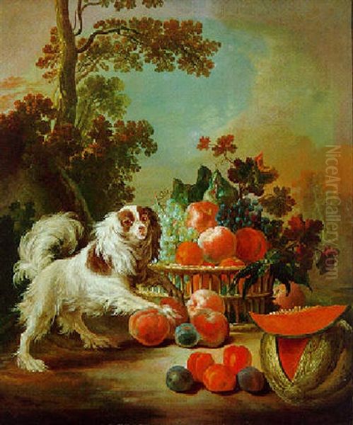 Stilleben Von Fruchten Mit Einem Spaniel - view 1