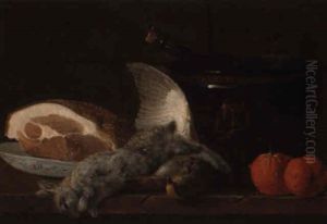 Nature Morte Au Lapin, Rafraichissoir Et Oranges by Jacques Charles Oudry