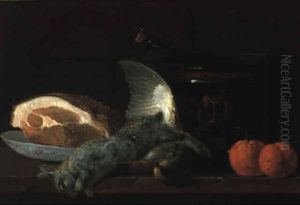 Stilleben Mit Orangen, Schinken Und Erlegtem Wild