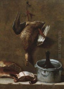 Trophee De Chasse, Canard Suspendu Et Rafraichissoir by Jacques Charles Oudry