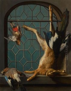 Still Life Of Game On A Window Ledge by Jean-Baptiste Oudry