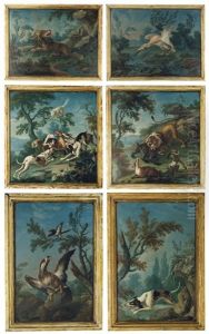 Jean De La Fontaine's Fables: The Lion And The Gnat; The Cat And The Fox; The Eagle And The Magpie; The Dog Who Dropped Substance For Shadow; The Heron; And The Lion by Jean-Baptiste Oudry