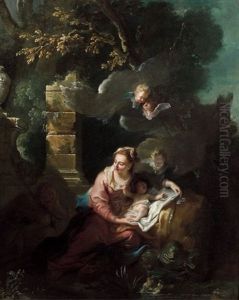 Le Repos De La Sainte Famille Pendant La Fuite En Egypte by Jean-Baptiste Oudry