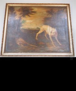 Chien Debusquant Un Coq Faisant - Attaque Des Chiens A L Etang by Jean-Baptiste Oudry