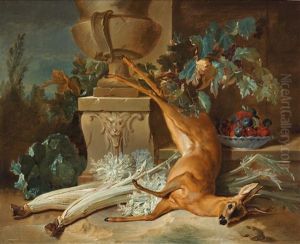 A Still Life With A Roebuck, Fruit And Vegetables (collab. W/workshop) by Jean-Baptiste Oudry